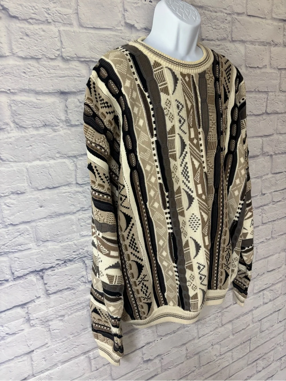 Vintage Cotton Traders Coogi Style 3D Knit Multicolor Sweater XXLT